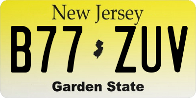 NJ license plate B77ZUV