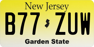 NJ license plate B77ZUW