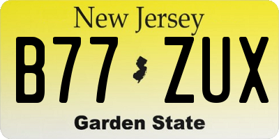 NJ license plate B77ZUX