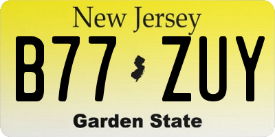 NJ license plate B77ZUY