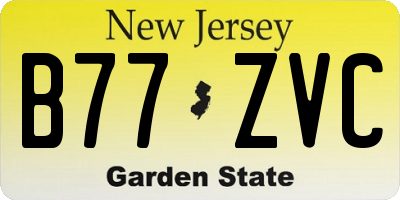 NJ license plate B77ZVC