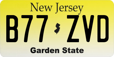 NJ license plate B77ZVD