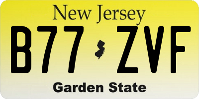 NJ license plate B77ZVF