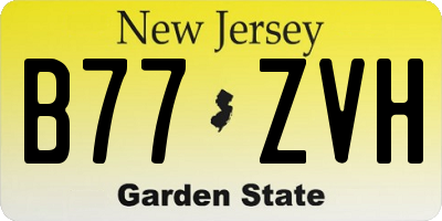 NJ license plate B77ZVH