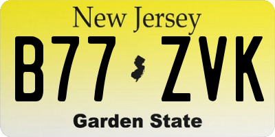 NJ license plate B77ZVK