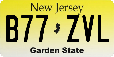 NJ license plate B77ZVL