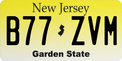 NJ license plate B77ZVM