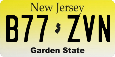 NJ license plate B77ZVN