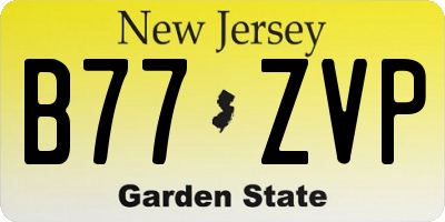 NJ license plate B77ZVP