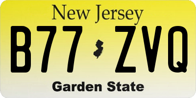 NJ license plate B77ZVQ