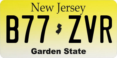 NJ license plate B77ZVR