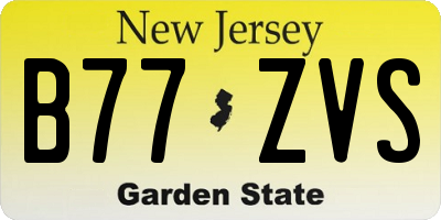 NJ license plate B77ZVS