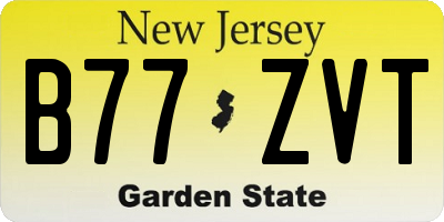 NJ license plate B77ZVT