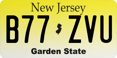 NJ license plate B77ZVU