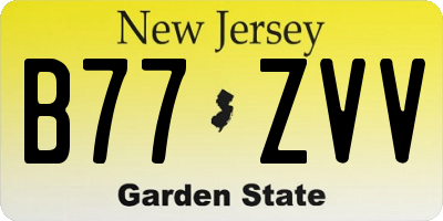 NJ license plate B77ZVV