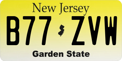 NJ license plate B77ZVW