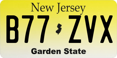 NJ license plate B77ZVX