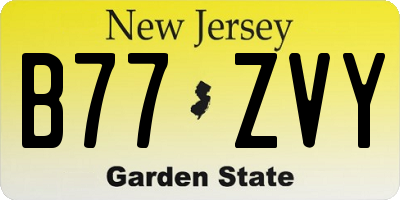 NJ license plate B77ZVY
