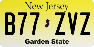 NJ license plate B77ZVZ