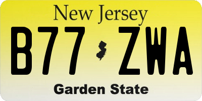 NJ license plate B77ZWA