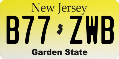 NJ license plate B77ZWB
