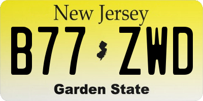 NJ license plate B77ZWD