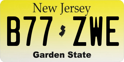 NJ license plate B77ZWE