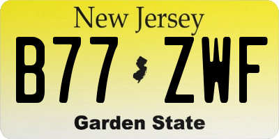 NJ license plate B77ZWF