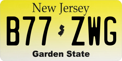 NJ license plate B77ZWG