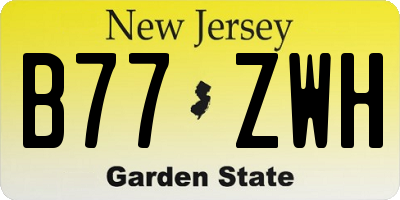 NJ license plate B77ZWH