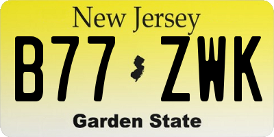 NJ license plate B77ZWK