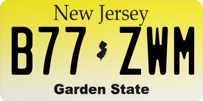 NJ license plate B77ZWM