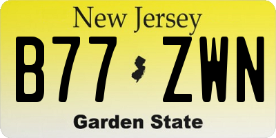 NJ license plate B77ZWN