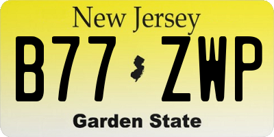 NJ license plate B77ZWP