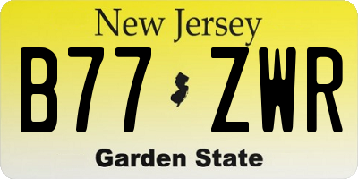 NJ license plate B77ZWR