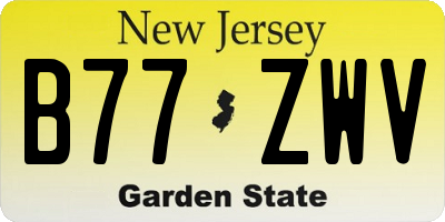 NJ license plate B77ZWV