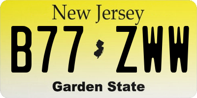 NJ license plate B77ZWW