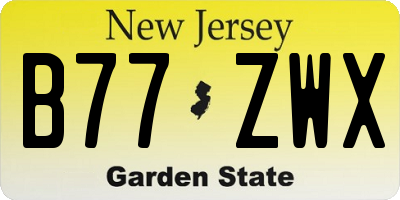 NJ license plate B77ZWX