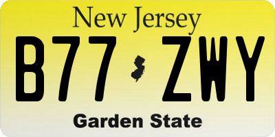 NJ license plate B77ZWY