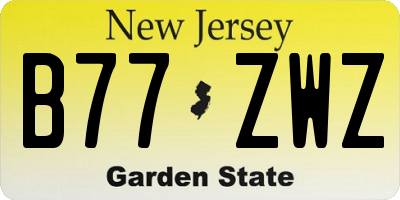 NJ license plate B77ZWZ