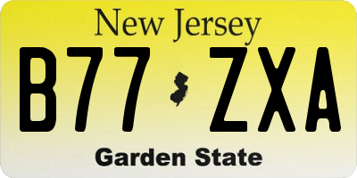 NJ license plate B77ZXA
