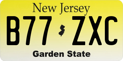 NJ license plate B77ZXC
