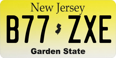 NJ license plate B77ZXE
