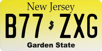 NJ license plate B77ZXG