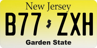 NJ license plate B77ZXH