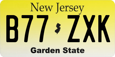 NJ license plate B77ZXK
