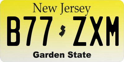 NJ license plate B77ZXM