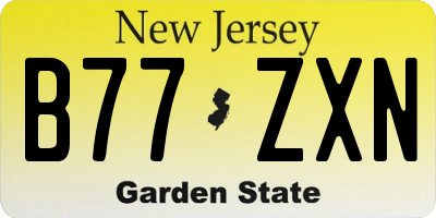 NJ license plate B77ZXN