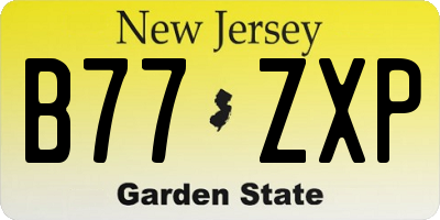 NJ license plate B77ZXP