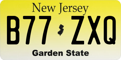 NJ license plate B77ZXQ